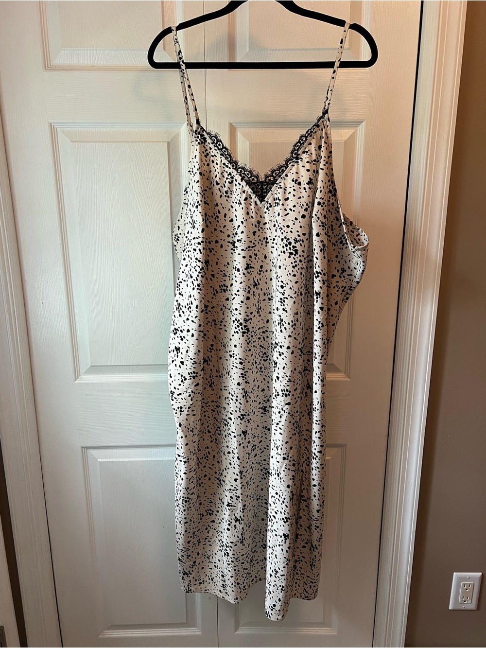 a new day Black & White Speckled Lace Trim Slip Dress
